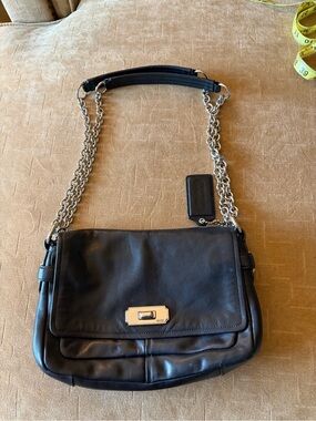 Coach Black Chelsea Leather flap shoulder/crossbody bag #01193-17825